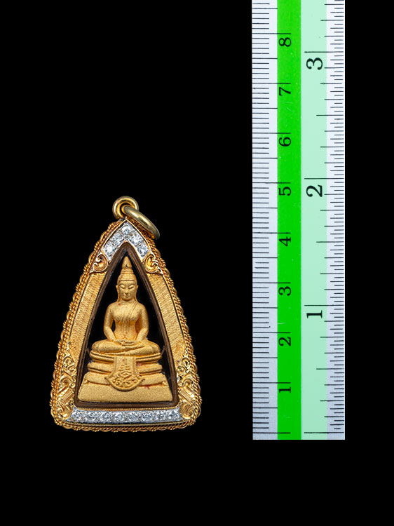 พระหลวงพ่อโสธร กรมตำรวจ เนื้อทองคำพ่นทราย พิมพ์เล็ก เลขp3326พร้อมตลับทองหนัก1บาท-1